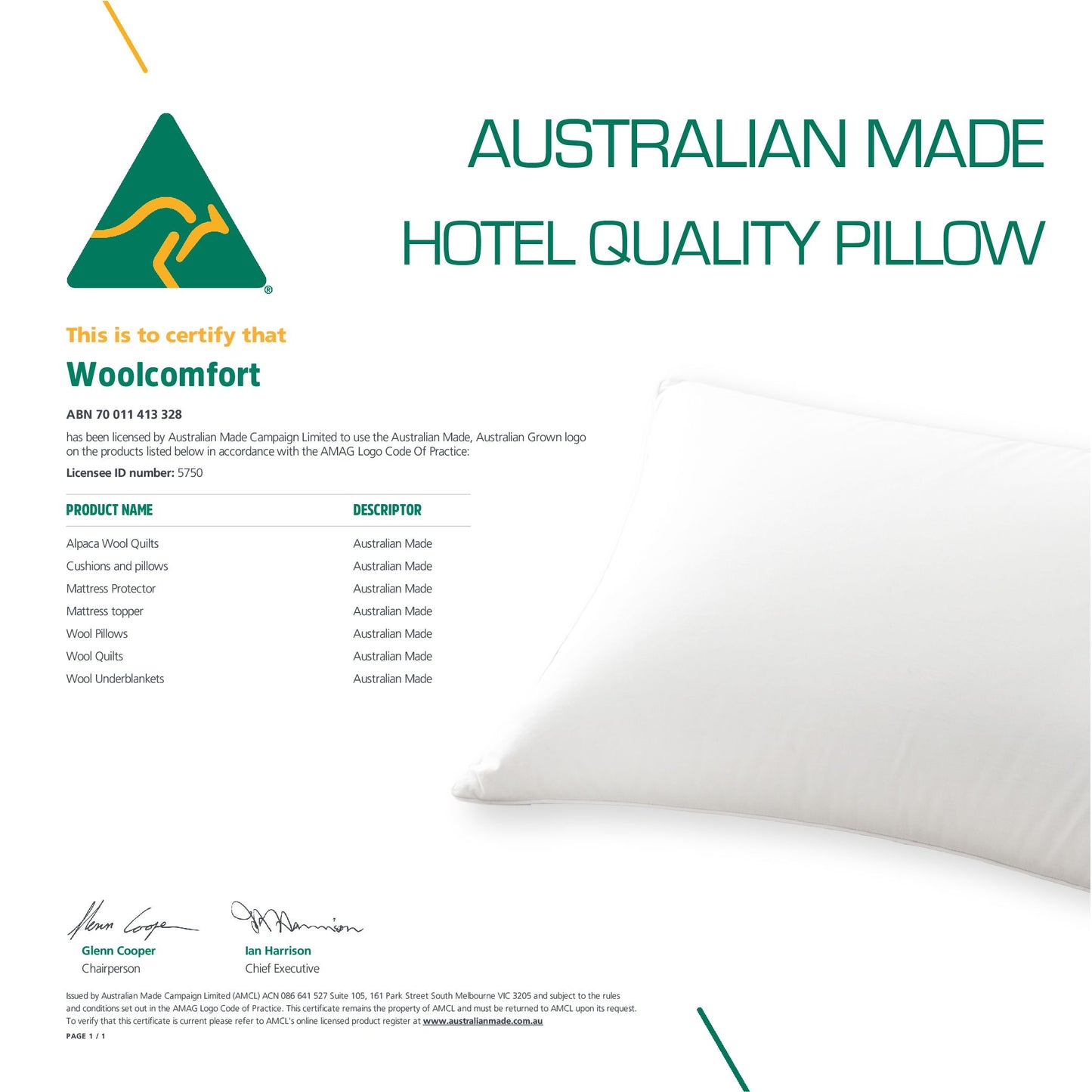 Luxor Australian Made Hotel Quality Pillow Standard Size Twin Pack