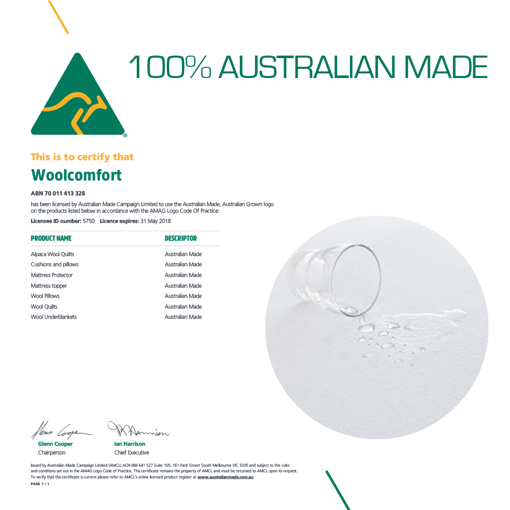 Woolcomfort Cotton Terry Fully Fitted Waterproof Mattress Protector King Single Size