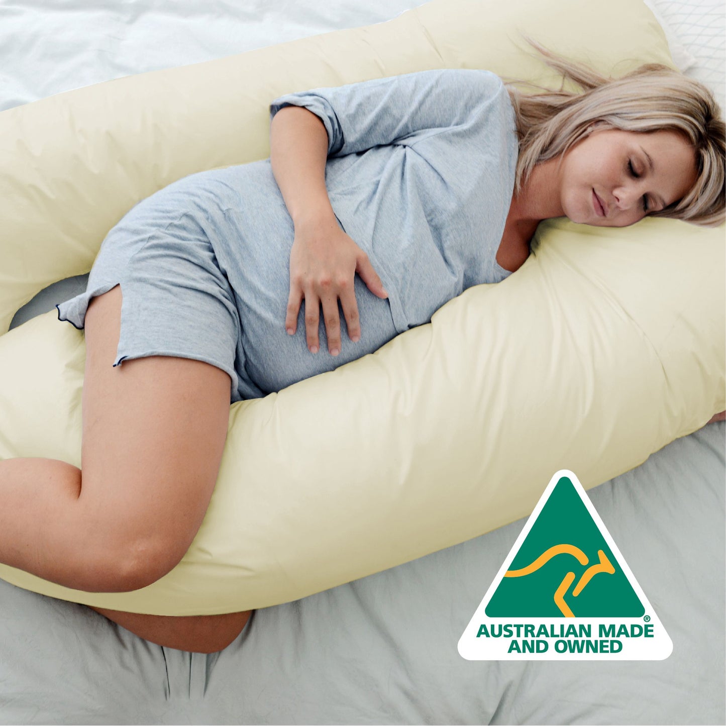Woolcomfort Aus Made Maternity Pregnancy Nursing Sleeping Body Pillow Pillowcase Included Cream