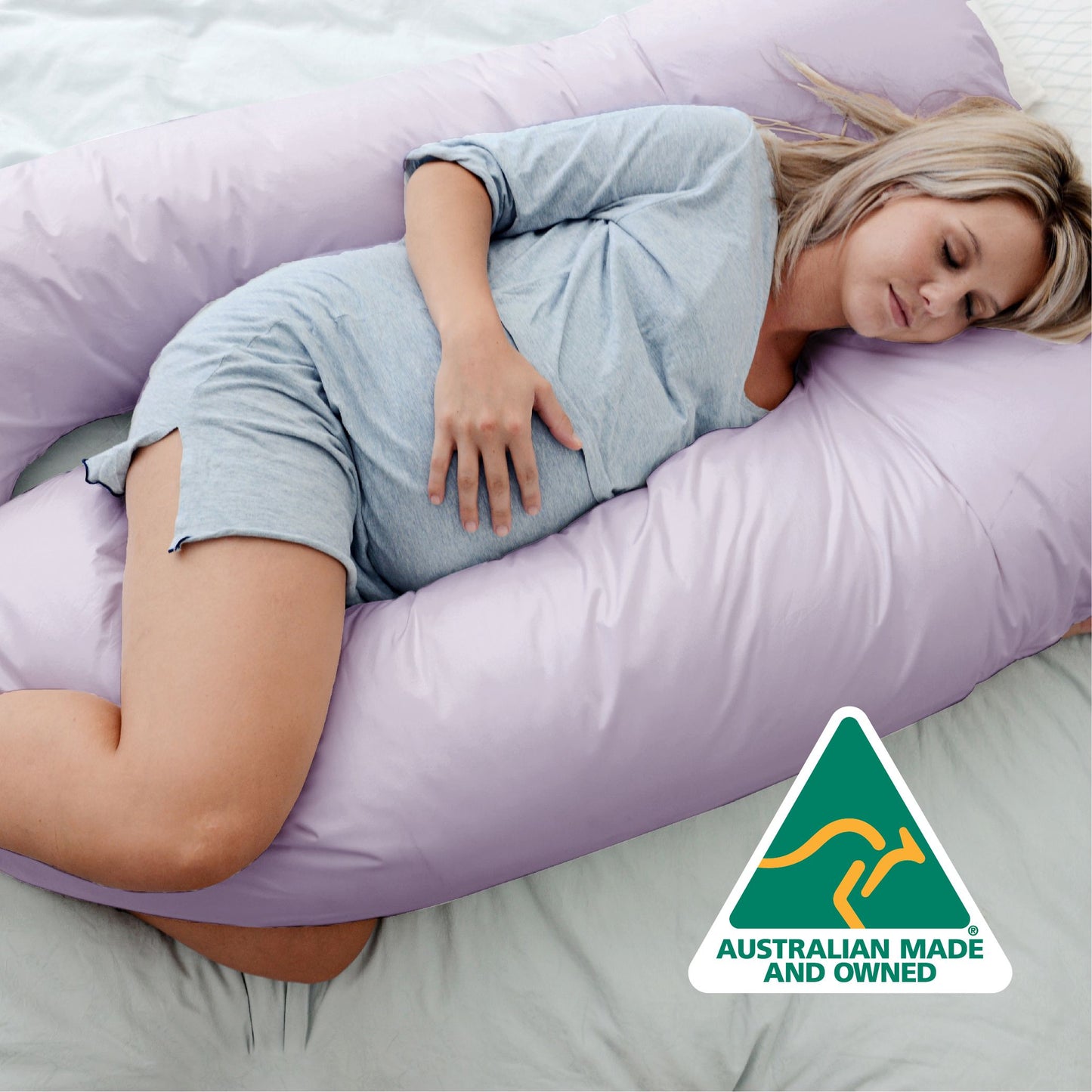 Woolcomfort Aus Made Maternity Pregnancy Nursing Sleeping Body Pillow Pillowcase Included Lilac