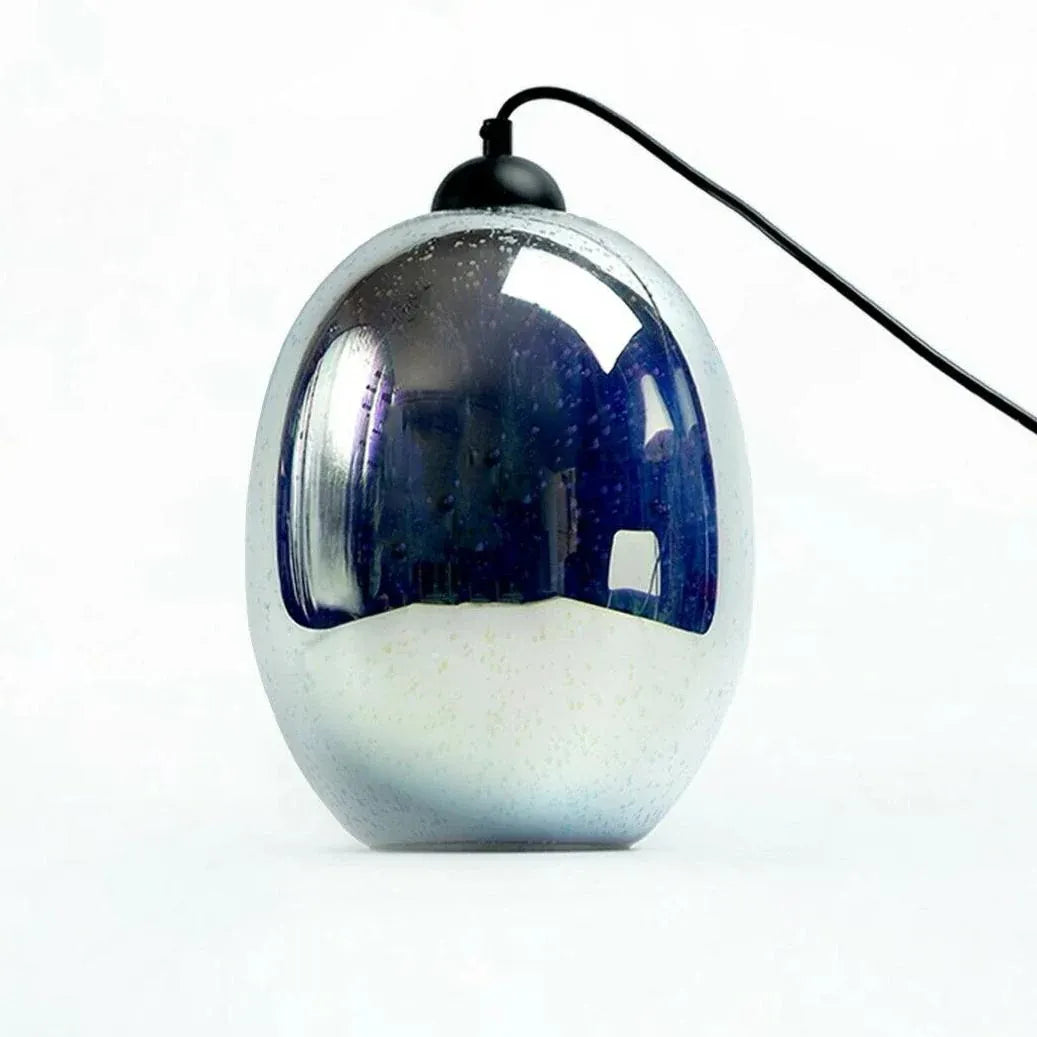 Moravian Glass Oval Pendant Light - Chrome