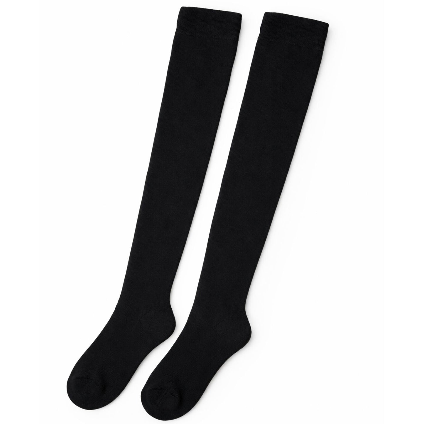 Womens Over Knee Socks Thigh High Stockings Long Stretch - Plain Black