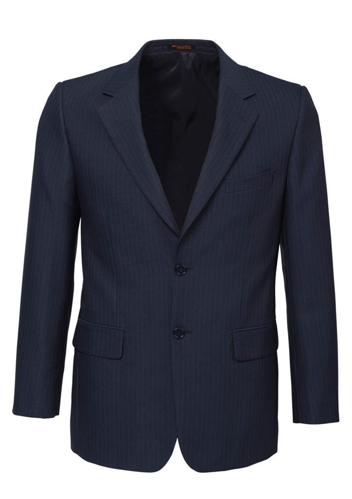 Mens Suit Jacket 2 Button Pinstripe Business Work Blazer Fully Lined - Navy - 122
