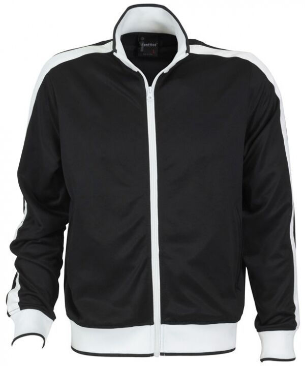 Identitee Mens Varsity Track Jacket Warm Winter Tracksuit Top Zip - Black/White - L
