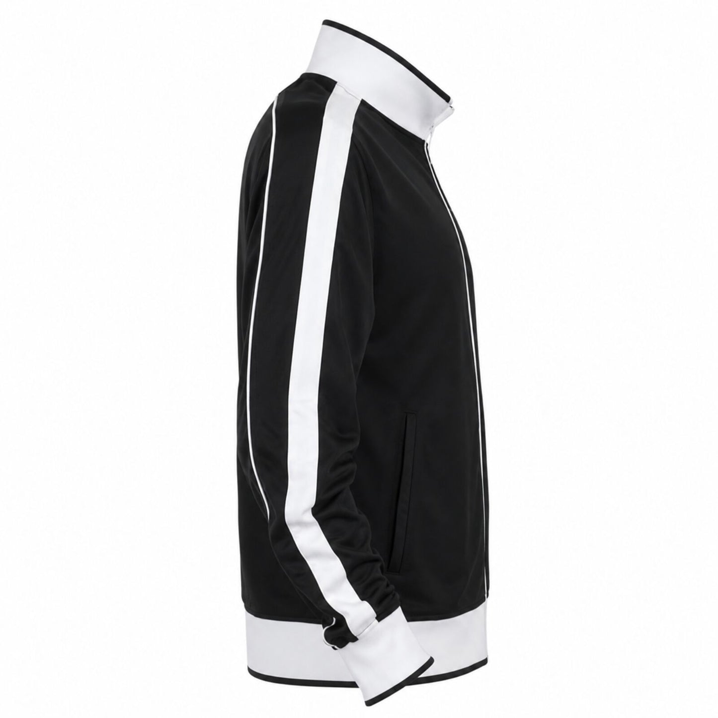 Identitee Mens Varsity Track Jacket Warm Winter Tracksuit Top Zip - Black/White - XXL