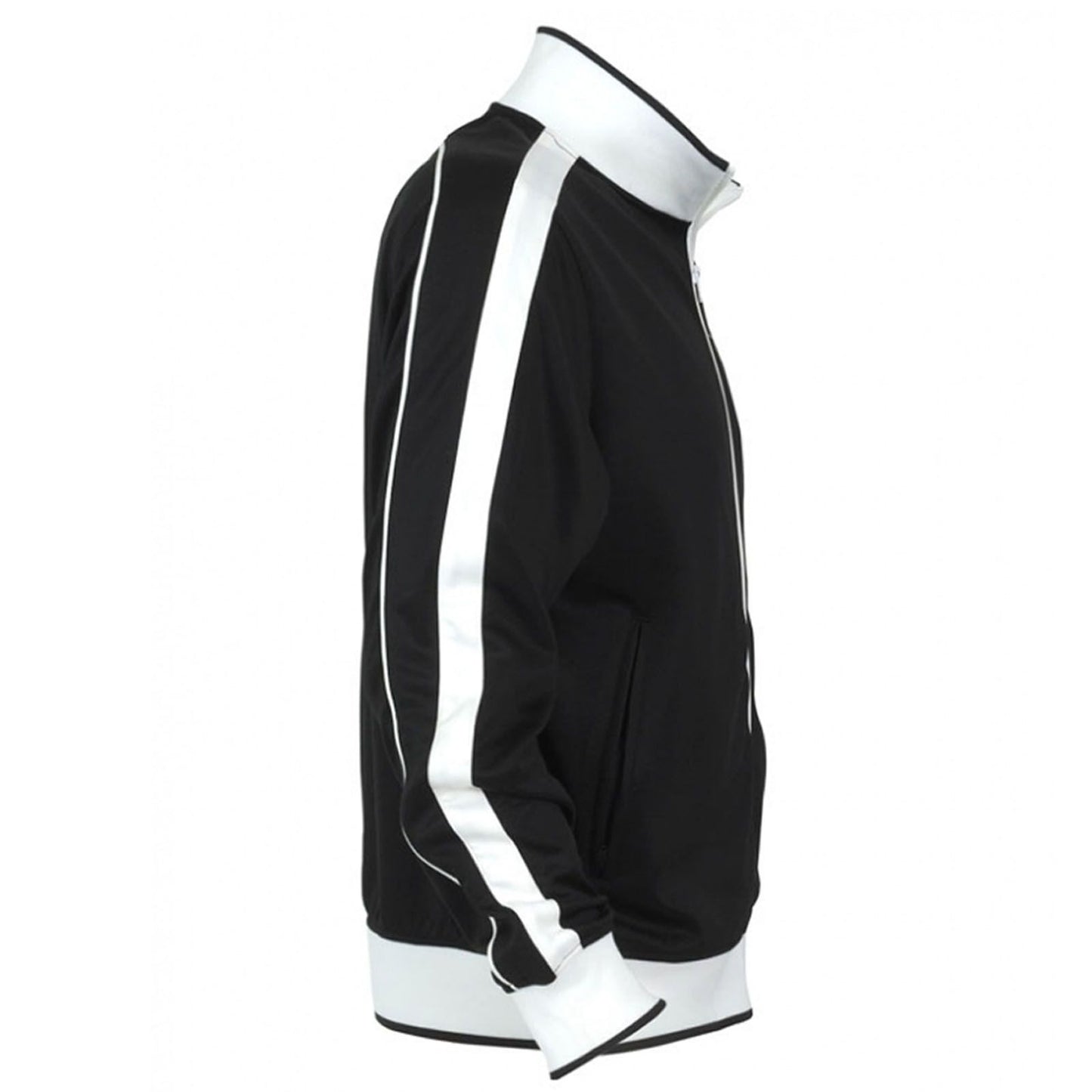 Identitee Mens Varsity Track Jacket Warm Winter Tracksuit Top Zip - Black/White - XXL
