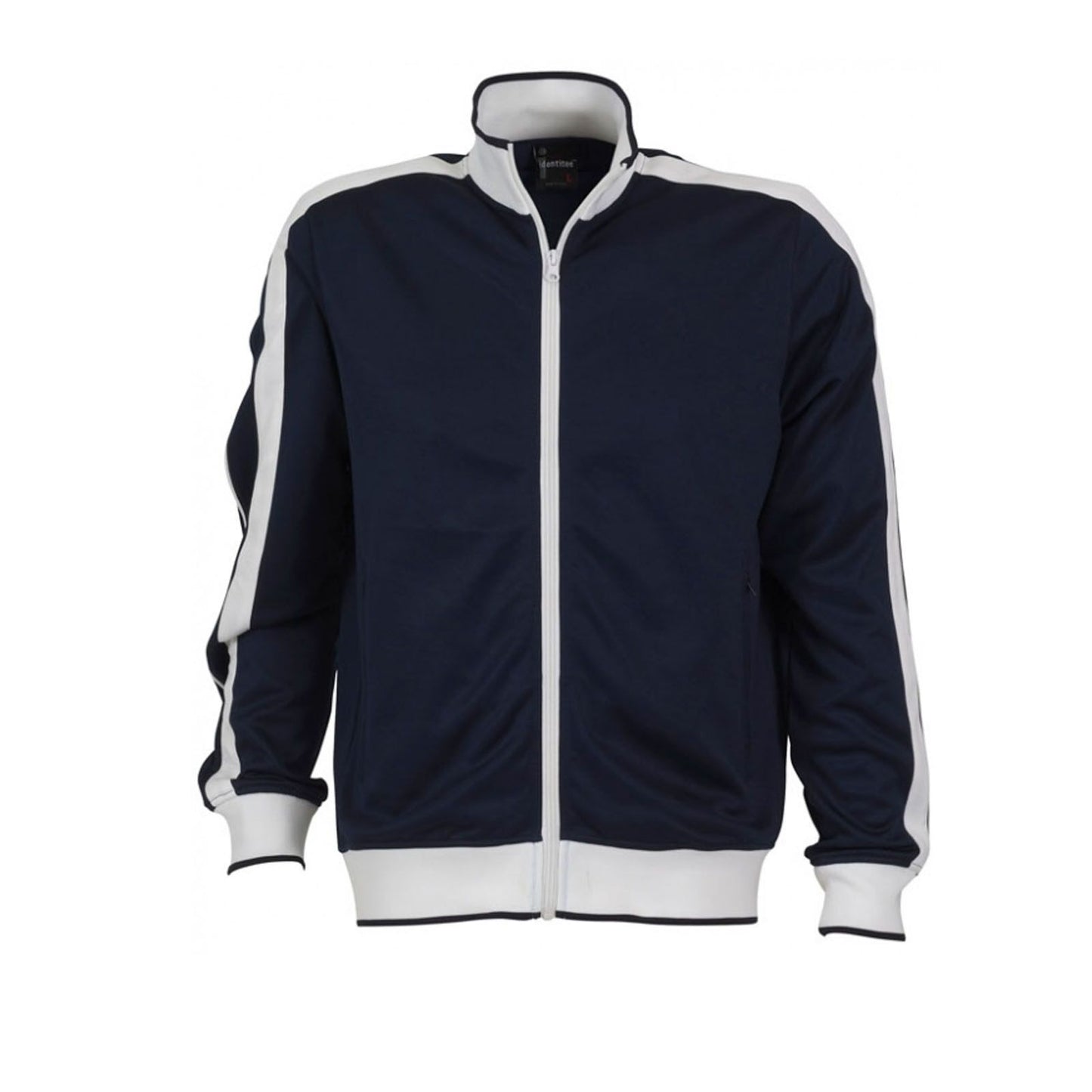 Identitee Mens Varsity Track Jacket Warm Winter Tracksuit Top Zip - Navy/White - 3XL
