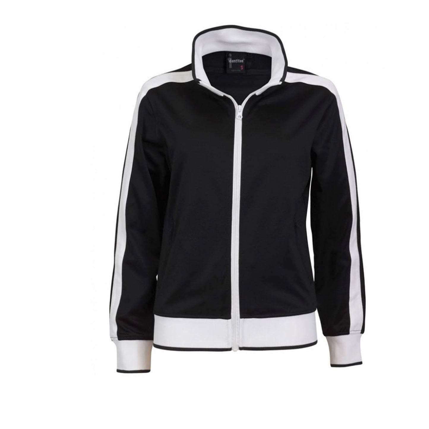 Track Top Jacket Full Zip Tracksuit Varsity Jumper Warm Winter - Black/White - L (14-16)