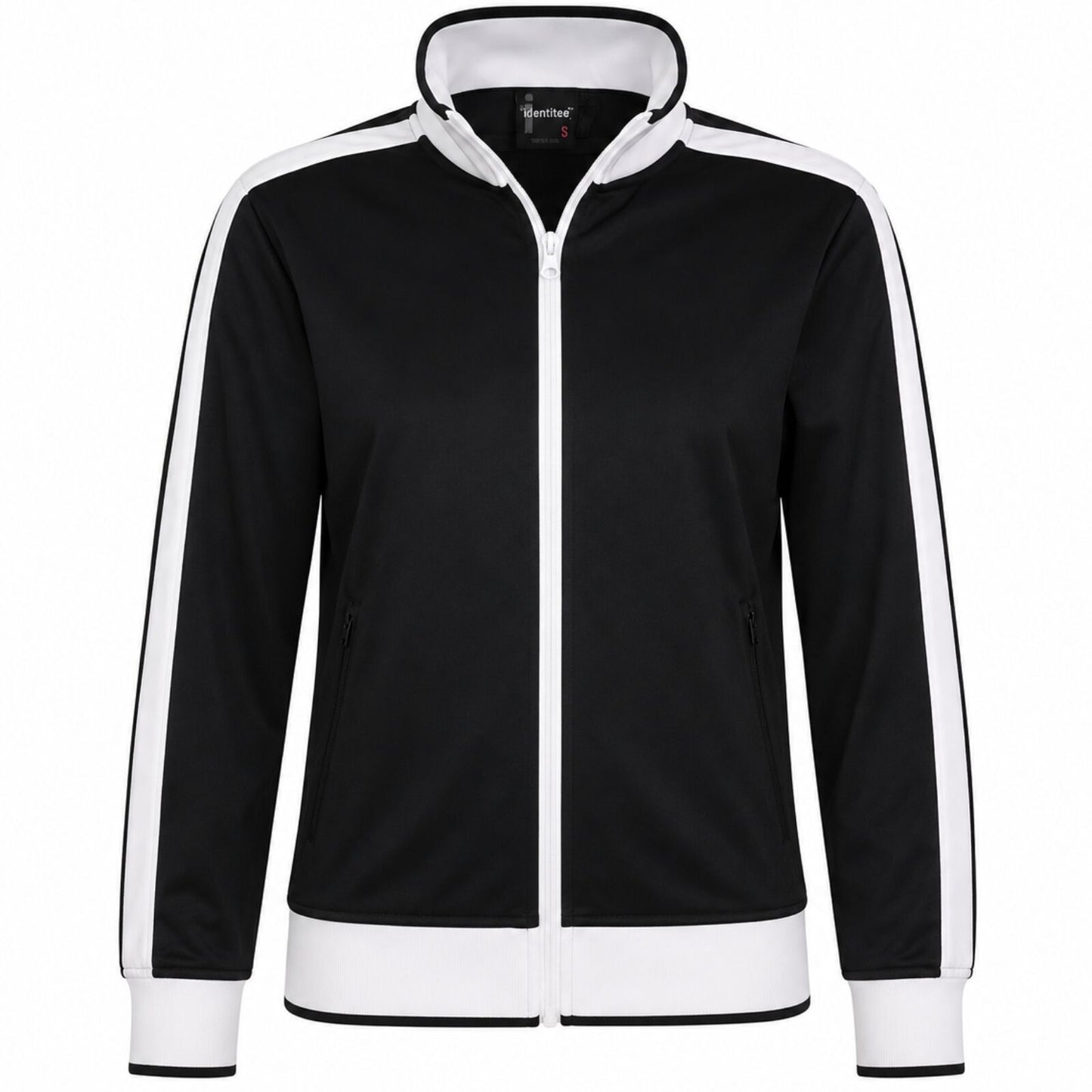 Track Top Jacket Full Zip Tracksuit Varsity Jumper Warm Winter - Black/White - XL (18-20)
