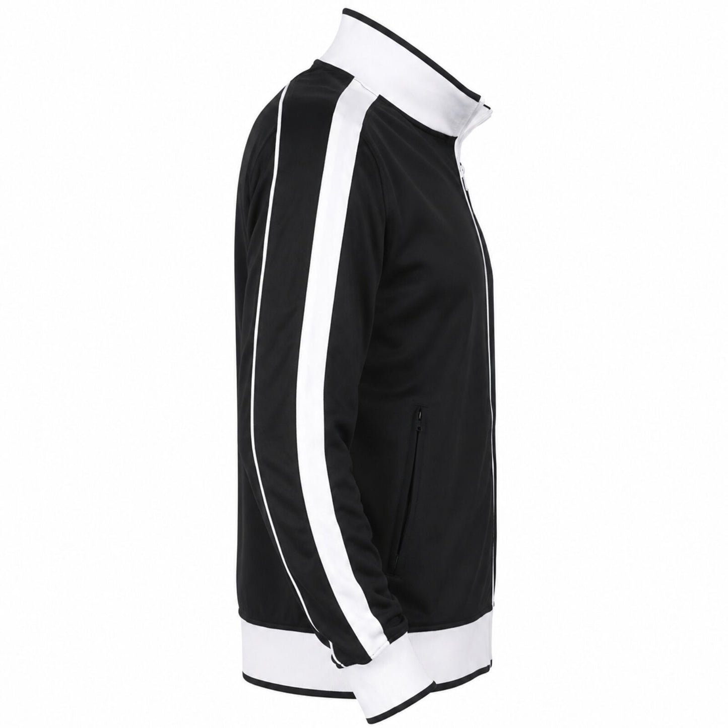 Track Top Jacket Full Zip Tracksuit Varsity Jumper Warm Winter - Black/White - XL (18-20)