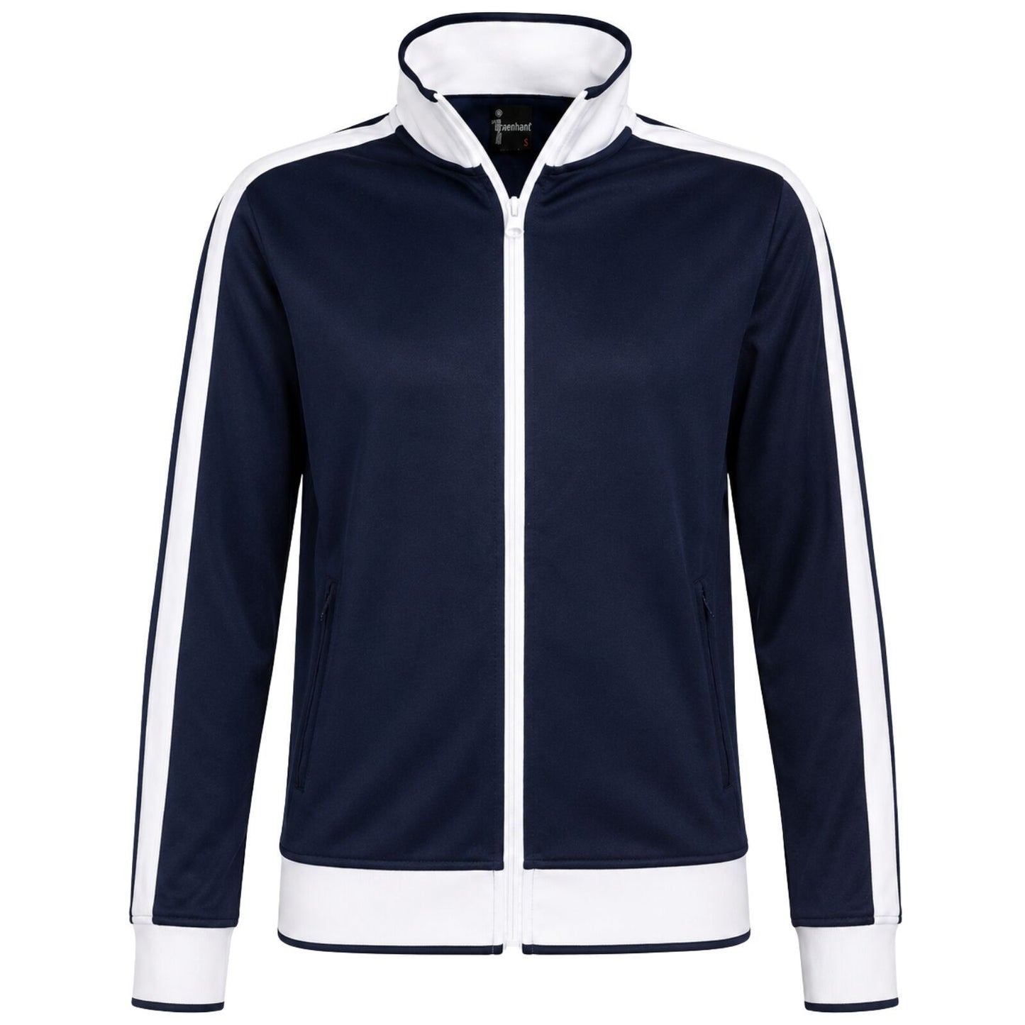 Track Top Jacket Full Zip Tracksuit Varsity Jumper Warm Winter - Navy/White - S (6-8)