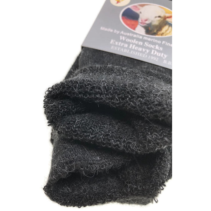 1 Pair Merino Wool Blend Work Socks Thermal Hiking Winter Warm Socks - Black - 7-11