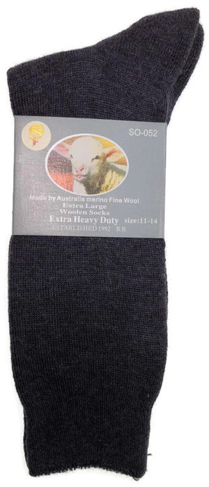 1 Pair Merino Wool Blend Work Socks Thermal Hiking Winter Warm Socks - Charcoal - 11-14