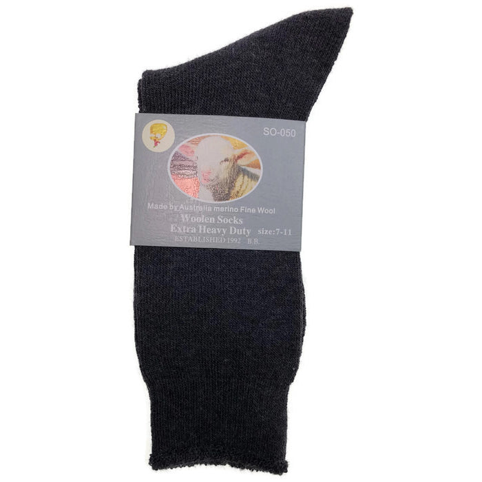 1 Pair Merino Wool Blend Work Socks Thermal Hiking Winter Warm Socks - Charcoal - 7-11