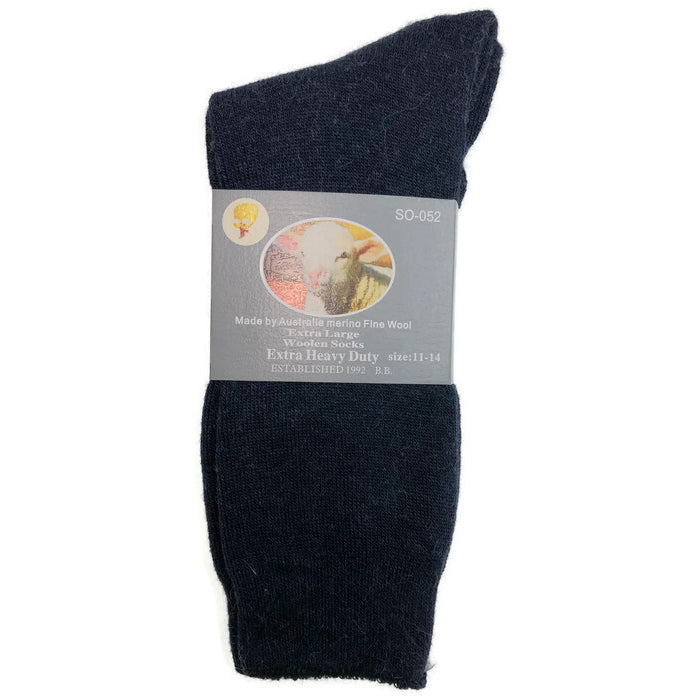 1 Pair Merino Wool Blend Work Socks Thermal Hiking Winter Warm Socks - Navy - 11-14