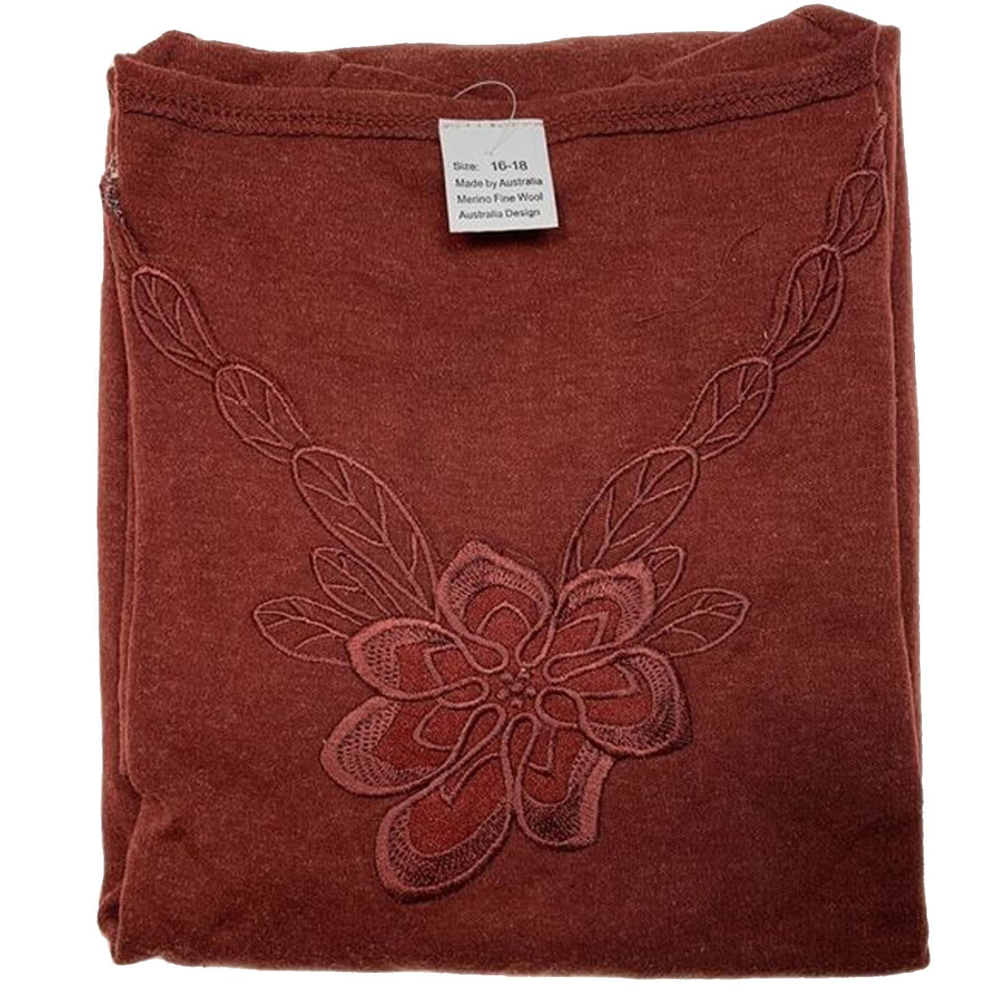 Womens Merino Wool Blend Thermal Top Long Sleeve V Neck Spencer Warm - Burgundy - 12-14