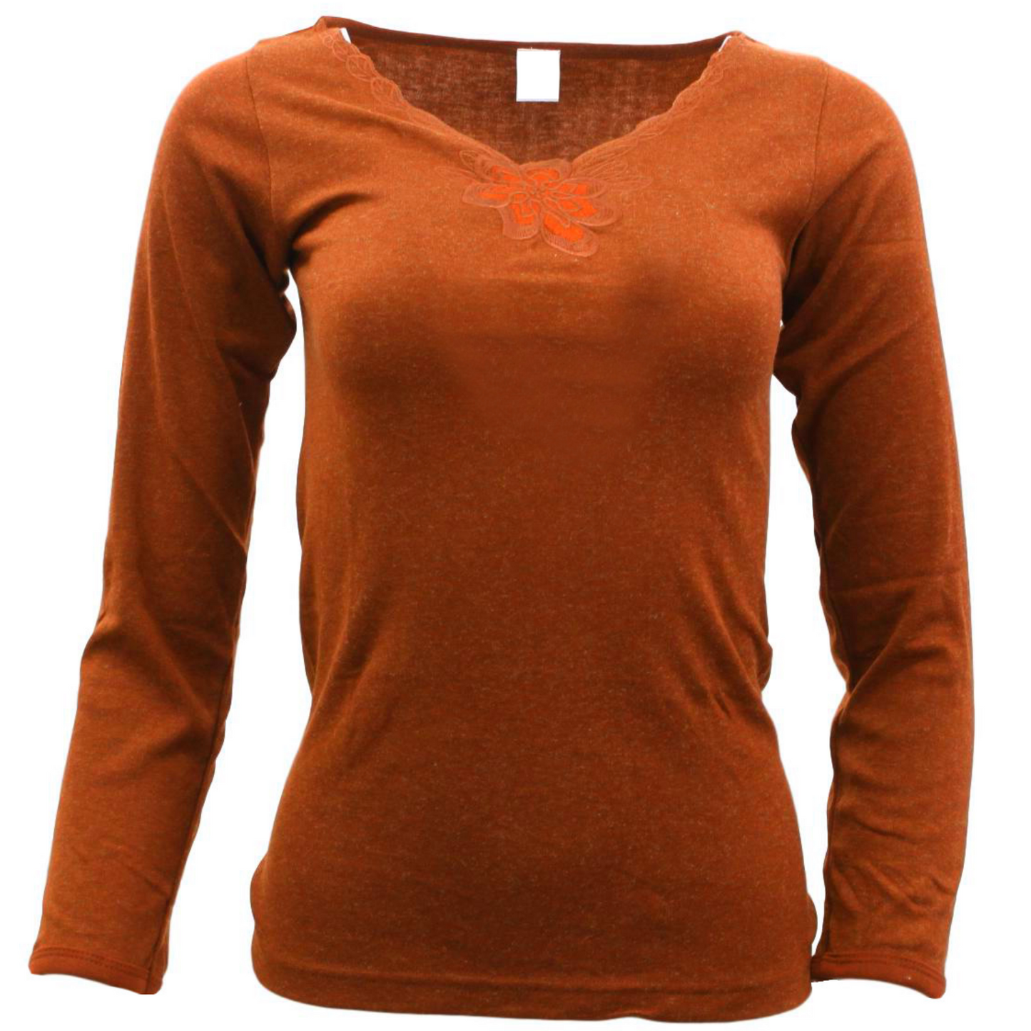 Womens Merino Wool Blend Thermal Top Long Sleeve V Neck Spencer Warm - Burgundy - 14-16