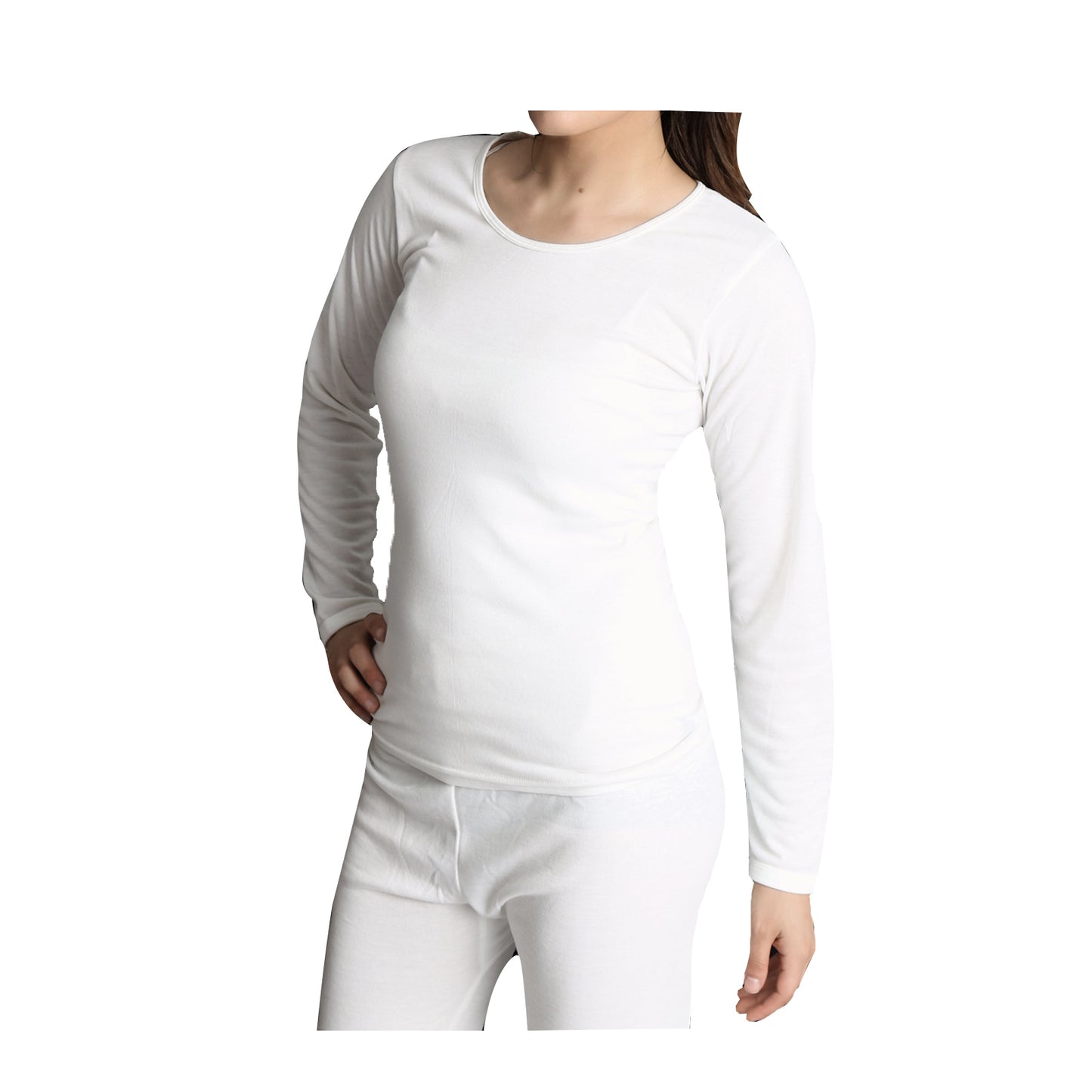 Womens Merino Wool Blend Thermal Top Long Sleeve Spencer Base Layer - Beige - 16-18