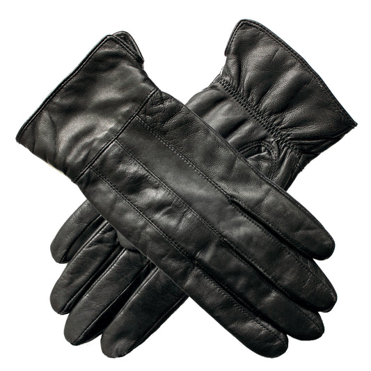 Ladies Genuine Sheepskin Leather Gloves Fleece Lined Warm Winter Womens in Black - L