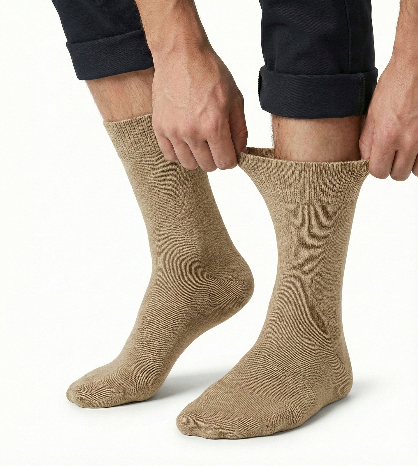 1x Pair COTTON Rich LOOSE TOP SOCKS Circulation Diabetic Comfort in Beige - 2-8