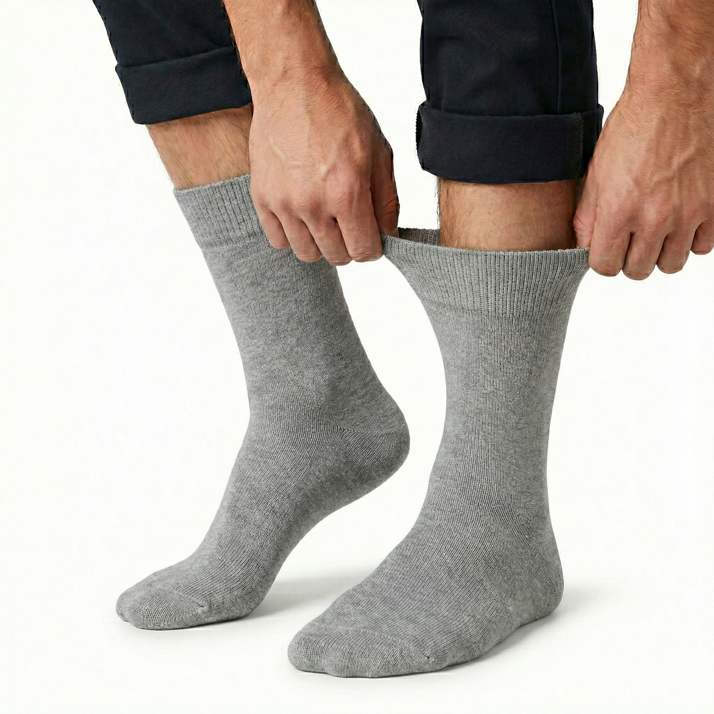 1x Pair COTTON Rich LOOSE TOP SOCKS Circulation Diabetic Comfort in Grey - 11-14