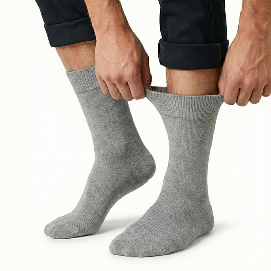 1x Pair COTTON Rich LOOSE TOP SOCKS Circulation Diabetic Comfort in Grey - 6-11