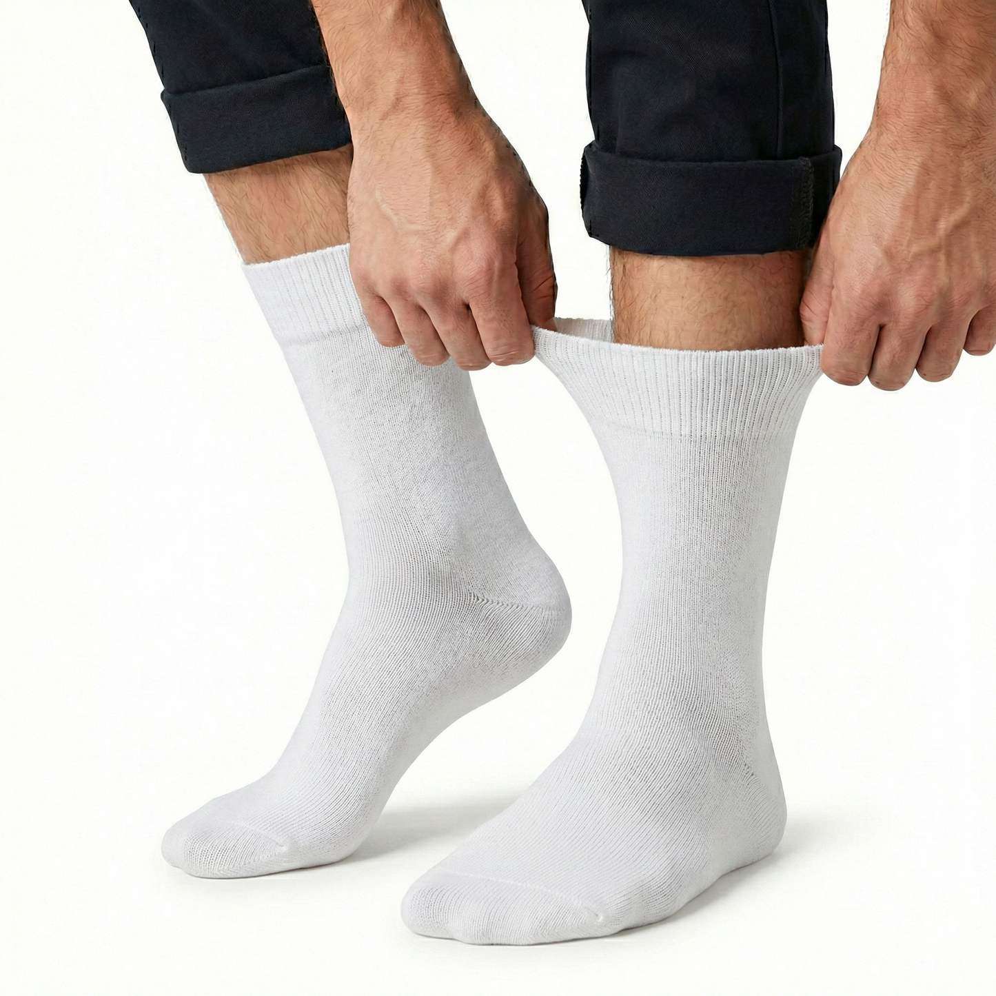 1x Pair COTTON Rich LOOSE TOP SOCKS Circulation Diabetic Comfort in White - 2-8