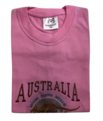 Adult Australia Kangaroo T Shirt Australia Day Souvenir Tee Top 100% Cotton - Pink - XL