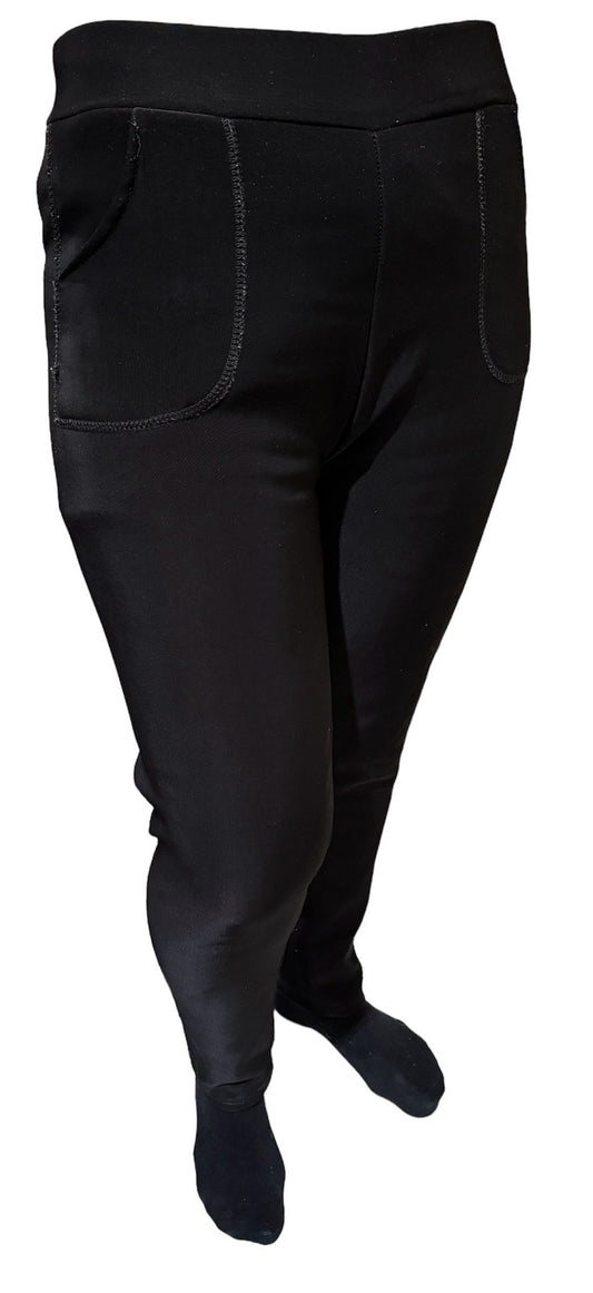 Ladies Fur Lined Thermal Leggings Womens Warm Winter Pants Stretch Skinny Leg - S/M