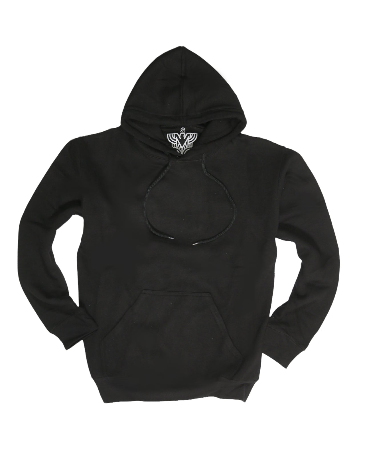 Mens Hoodie 100% Cotton Fleece Pullover Sweatshirt Warm Jumper - Black - S