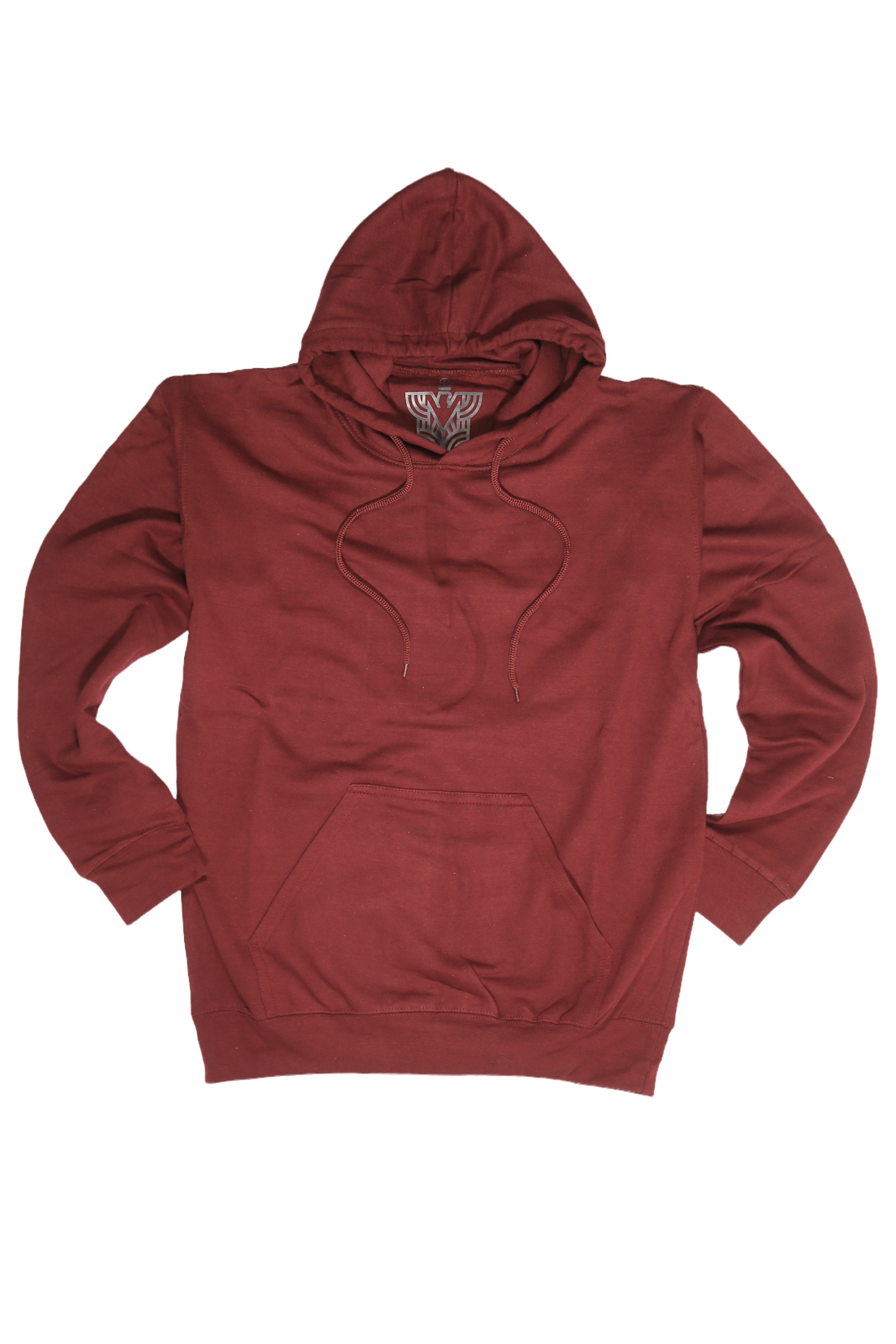 Mens Hoodie 100% Cotton Fleece Pullover Sweatshirt Warm Jumper - Maroon/Burgundy - XL