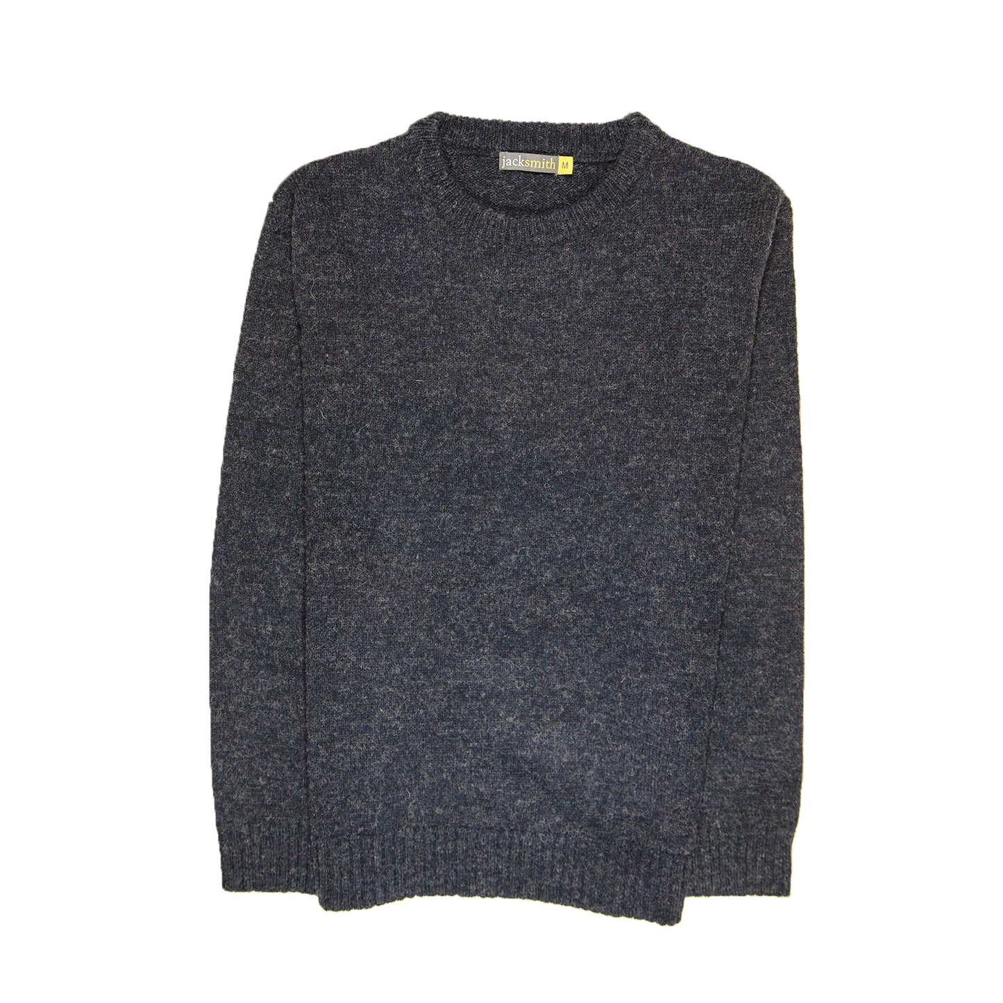 100% SHETLAND RAGG WOOL CREW Round Neck Knit JUMPER Pullover Mens Sweater Knitted - Navy - S