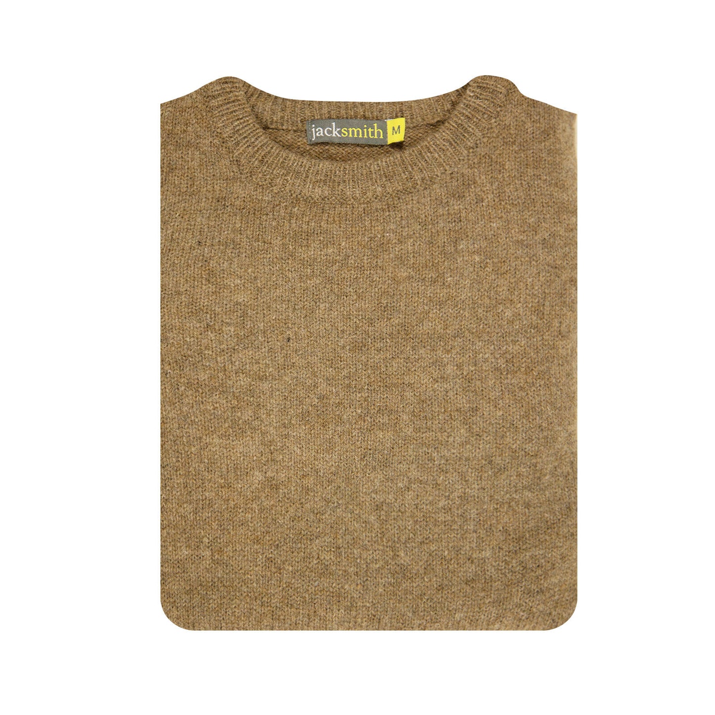 100% SHETLAND RAGG WOOL CREW Round Neck Knit JUMPER Pullover Mens Sweater Knitted - Nutmeg - M