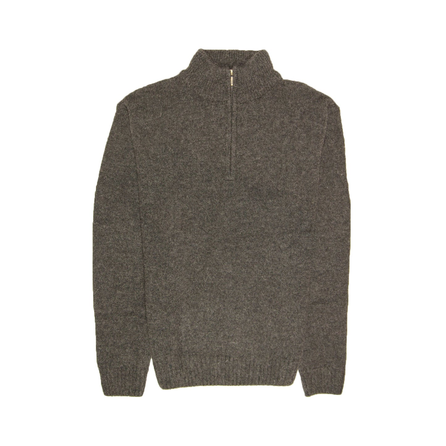 100% SHETLAND RAGG WOOL Half Zip Up Knit JUMPER Pullover Mens Sweater Knitted - Charcoal - 3XL