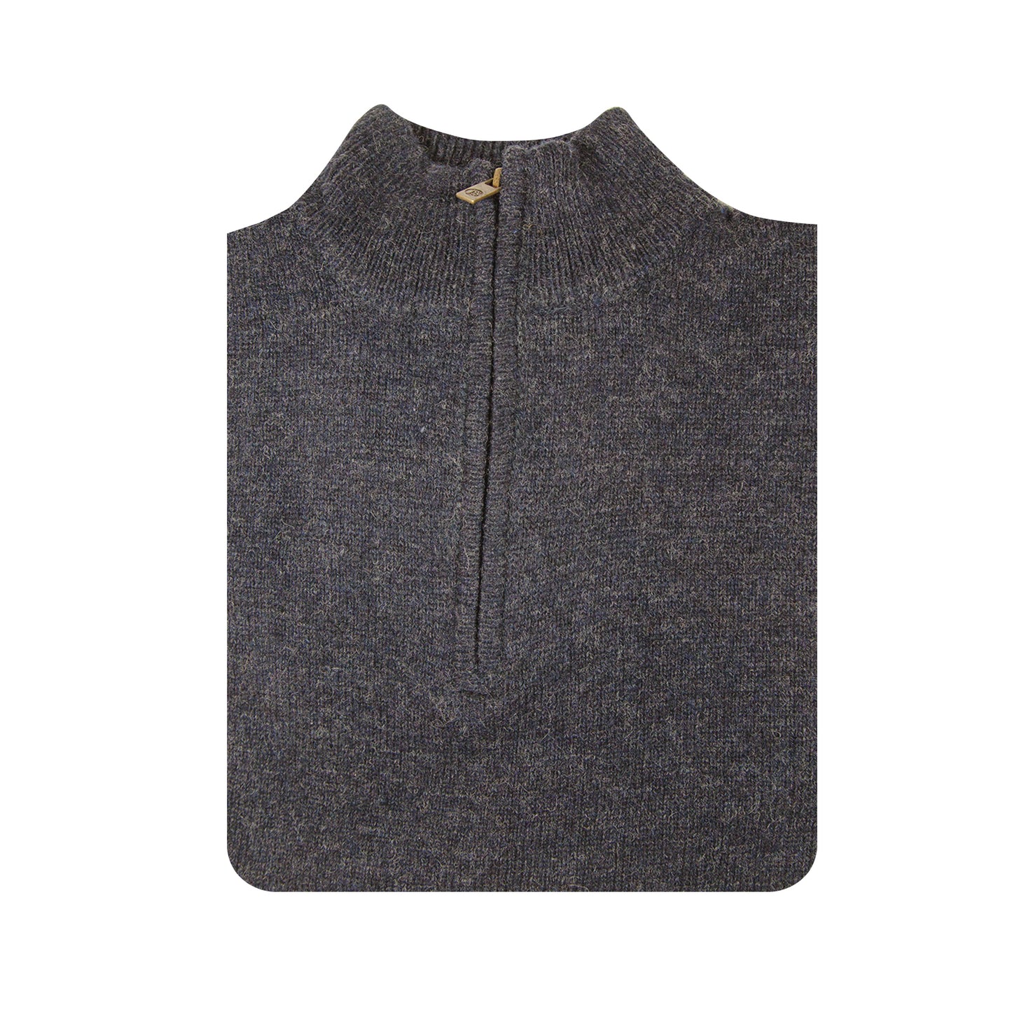 100% SHETLAND RAGG WOOL Half Zip Up Knit JUMPER Pullover Mens Sweater Knitted - Denim Blue (45) - 3XL - XXL