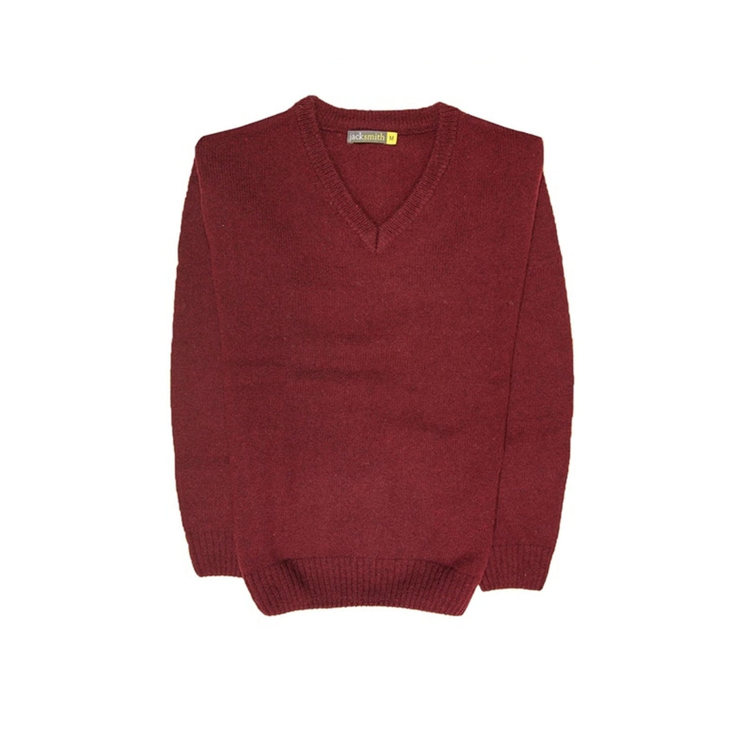100% Shetland Ragg Wool V Neck Knit Jumper Pullover Mens Sweater Knitted - Burgundy - XL