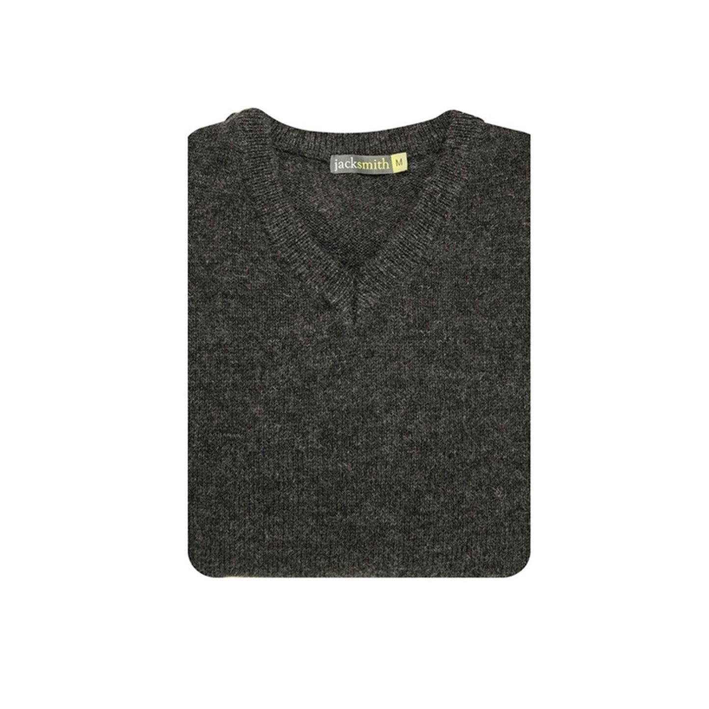 100% Shetland Ragg Wool V Neck Knit Jumper Pullover Mens Sweater Knitted - Charcoal - 4XL
