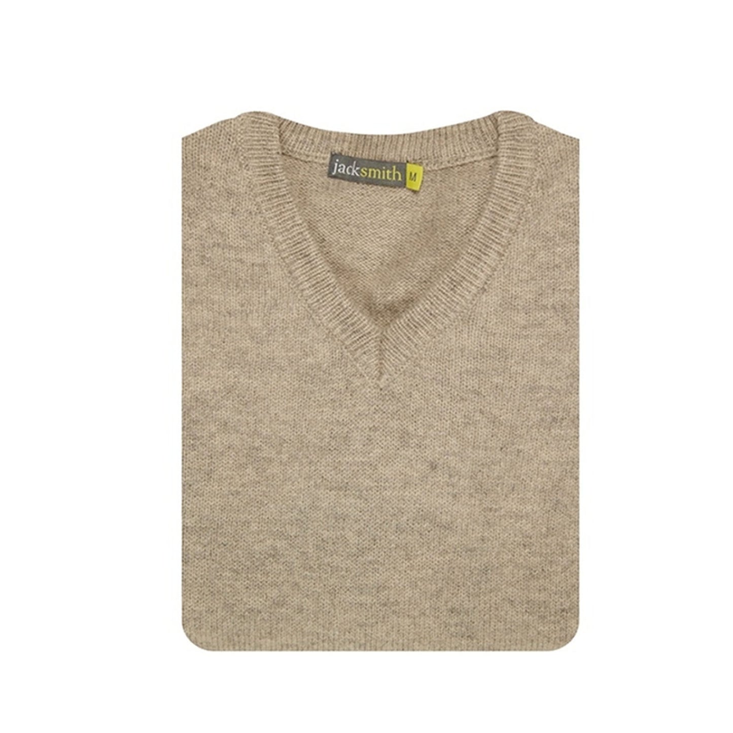 100% Shetland Ragg Wool V Neck Knit Jumper Pullover Mens Sweater Knitted - Oat Marle - 6XL