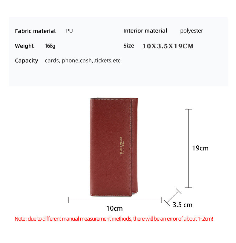 Blue PU Slim Wallet with Polyester Interior - Stylish Clutch for Cards and Cash