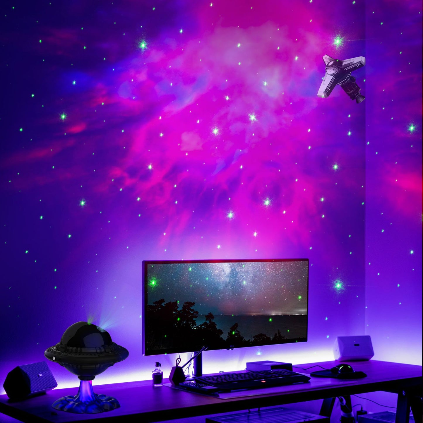 Flying Saucer Starry Sky Projection Lamp - Ambient Mood Light