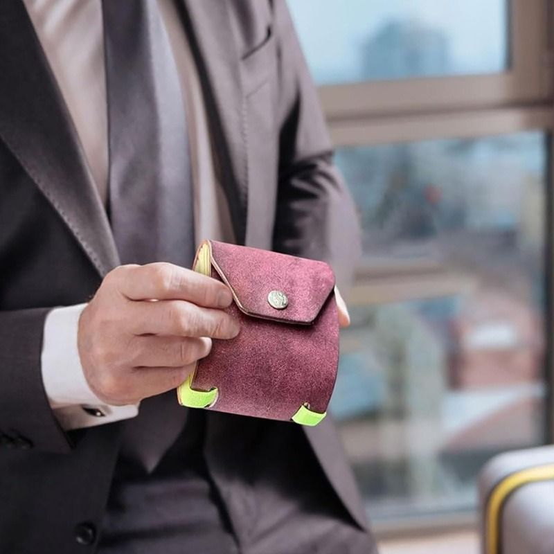 3PCS Grey Slim PU Leather Cash Holder and Bill Organizer - Professional Long Wallet with Dual Snap Buttons and Elastic Band for Business, Travel, and Personal Finance