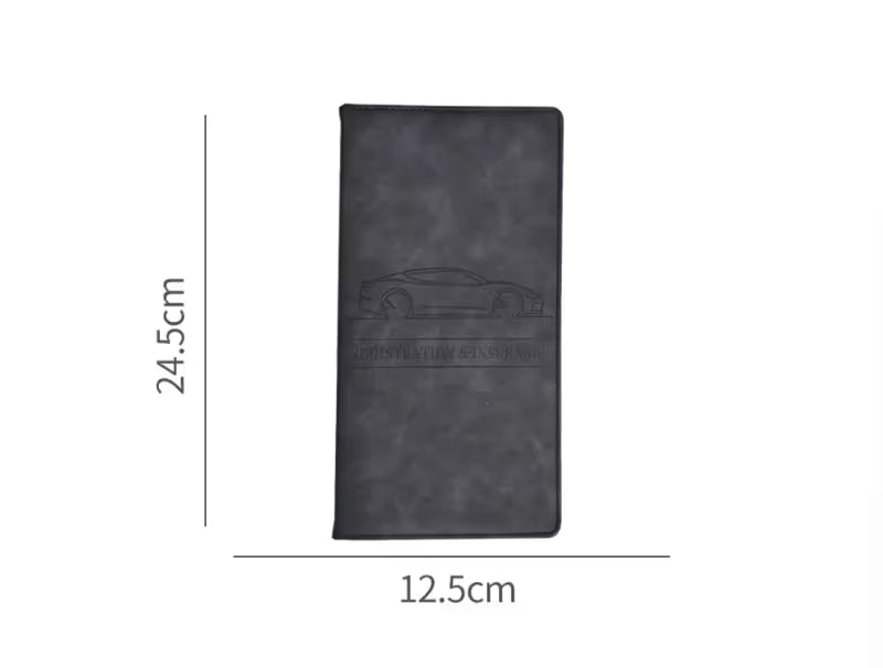3 Pcs Premium PU Leather Car Registration and Insurance Holder - Slim Auto Document Organizer, Driver's License Wallet and Travel Passport Folder - Brown