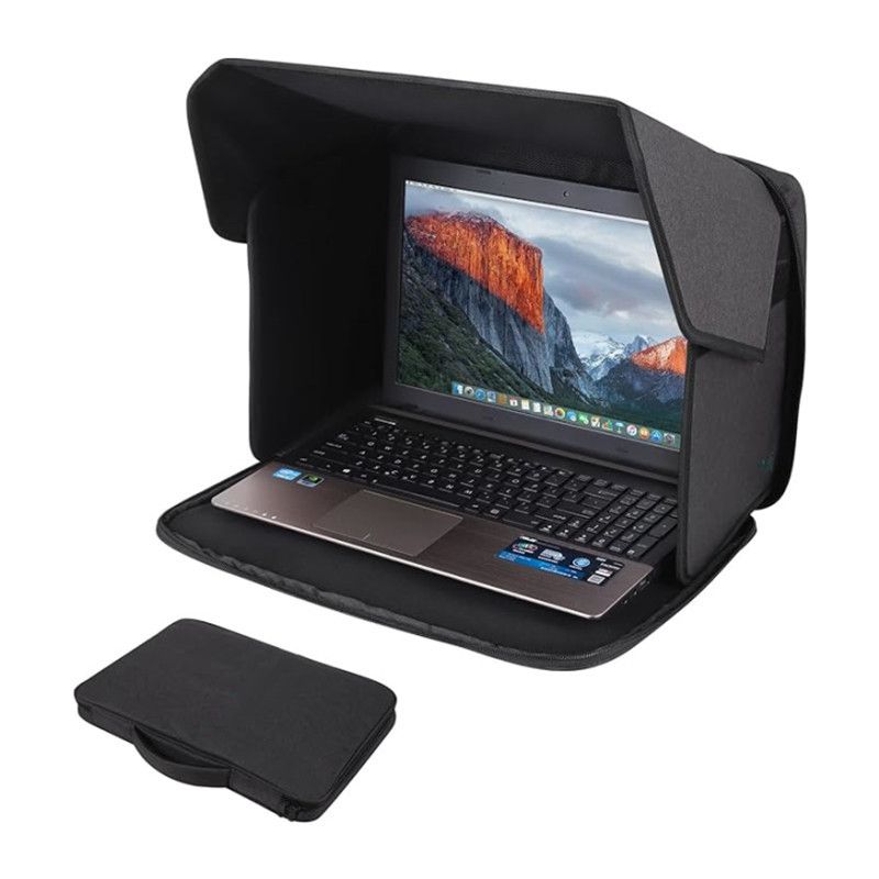 Laptop Sun Shade and Outdoor Privacy Hood - Fits Laptops up to 14 Inches Size M - Anti-Glare Screen Shield, Portable Foldable Design, Remote Work Essential for Park Beach and Outdoor Office Use