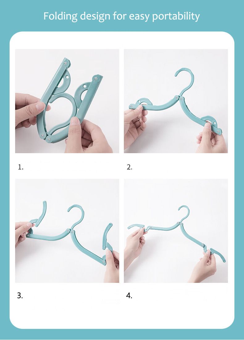 Portable Folding Travel Hangers Set - 19 Piece Laundry Kit with 6 Adjustable Hangers 12 Clips and Storage Bag - Space Saving Design for Caravanning Camping and Student Dorms - Sky Blue