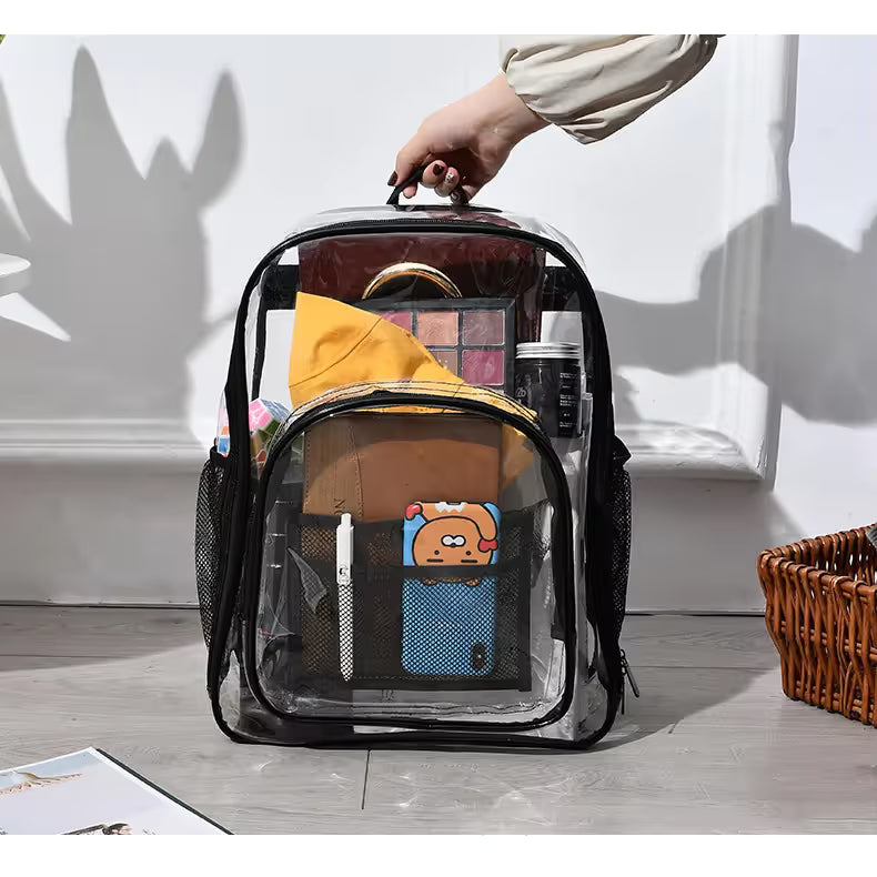 Purple Clear PVC School Bag  Heavy Duty Security Travel Daypack with Organised Storage and Multi Size Options Durable Freeze Resistant Design for Everyday Use 42cm x 33cm x 17cm