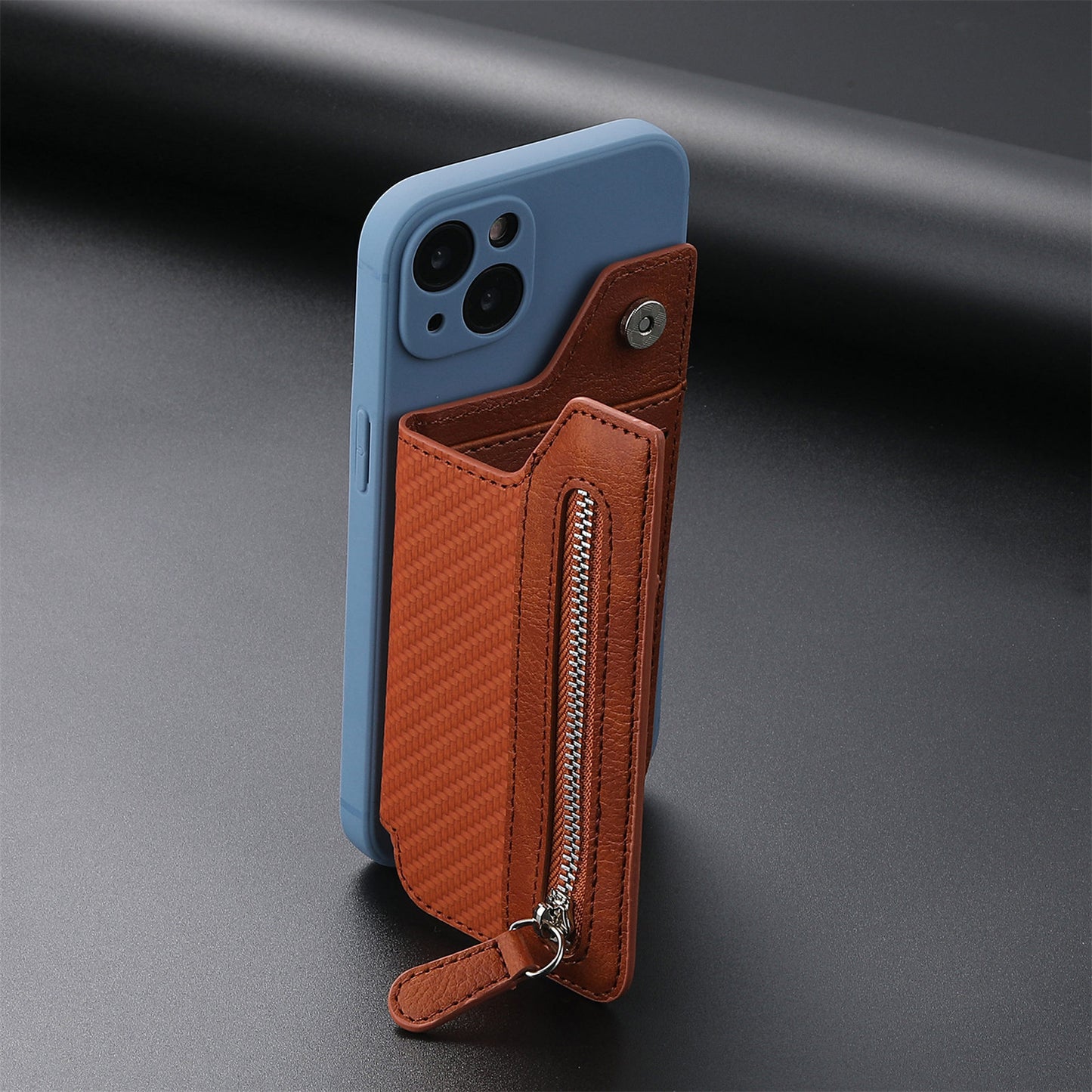 2 Pcs Green Multifunction Stick-On Phone Wallet - PU Leather Card Holder with Zipper & Flip Cover