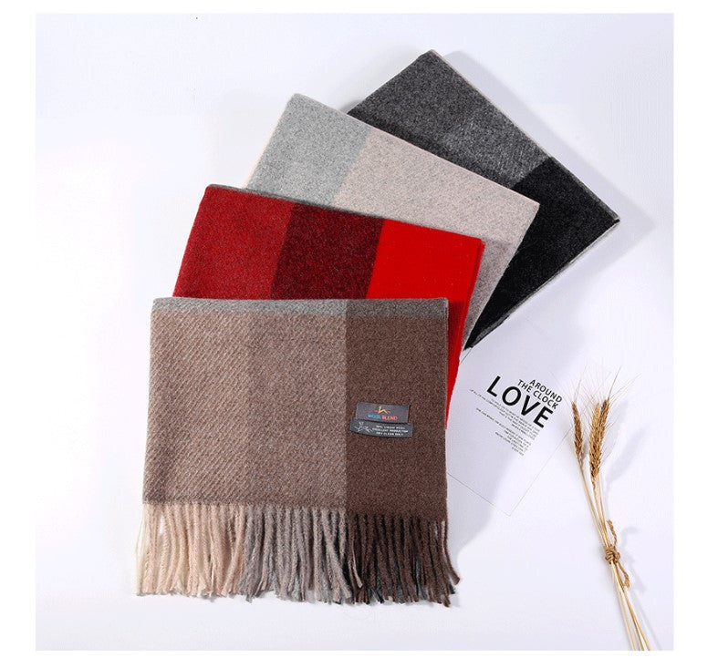 Cozy Color Block Fringe Scarf - Khaki Shawl for Fall and Winter