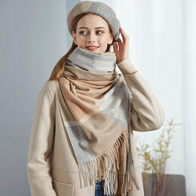 Cozy Color Block Fringe Scarf - Black and White Shawl for Fall and Winter