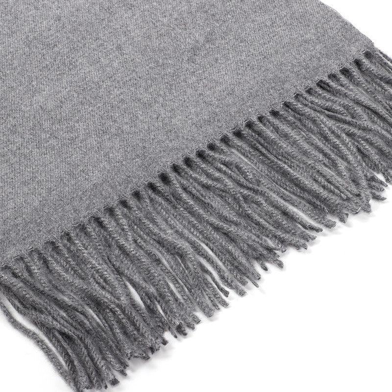 Luxury Cashmere Blend Scarf, Large 200x70cm Fringed Scarf (Ivory)
