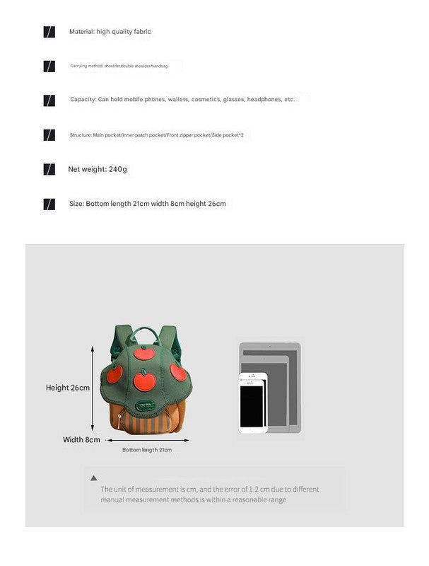 Red Baby Travel Cartoon Light Travel Bag - Cute 21x8x26cm Light Bag 240g Suitable for Daily Use